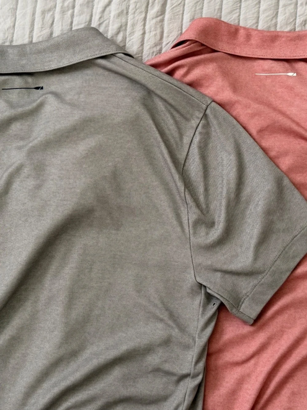2 x J. Crew Performance Polos w/CoolMAX (BN365) ~ Men's Medium Grey Pink